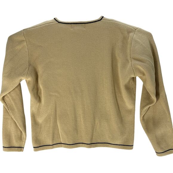 Rena Rowan Sweater Cardigan Women Size M Mustard Yellow Long Sleeve Lambswool - Picture 3 of 6